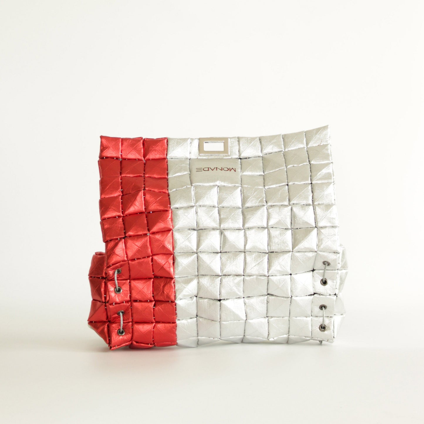 POUCH BAG SHINE SILVER & RED