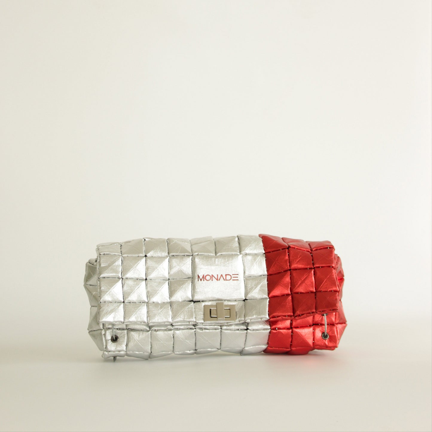 POUCH BAG SHINE SILVER & RED