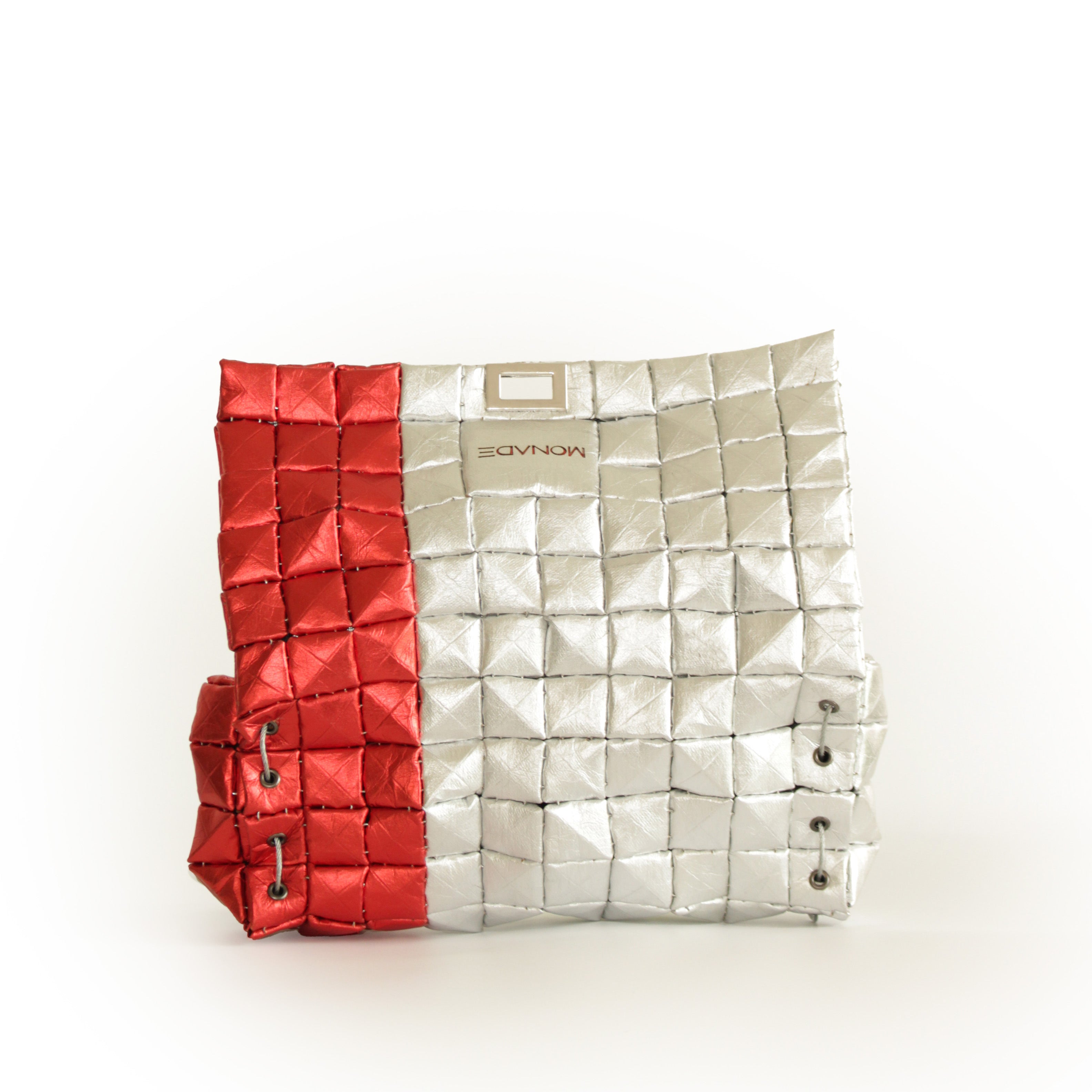 POUCH BAG SHINE SILVER & RED