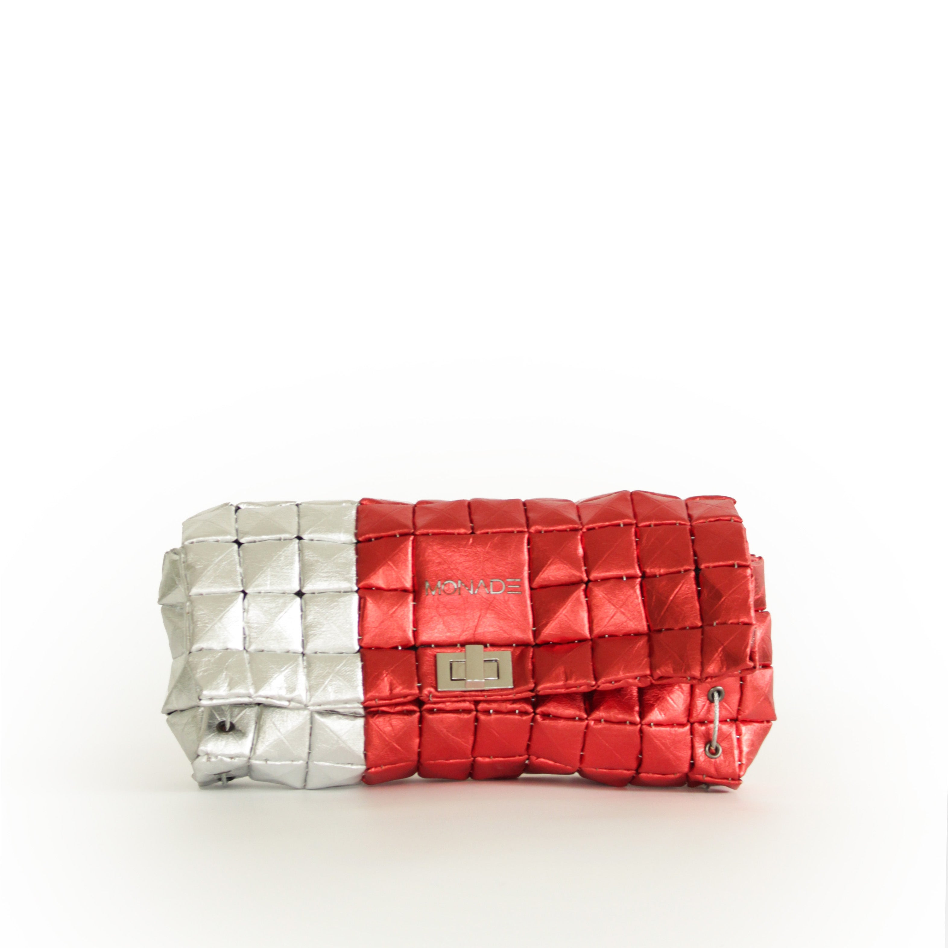 POUCH BAG SHINE RED & SILVER