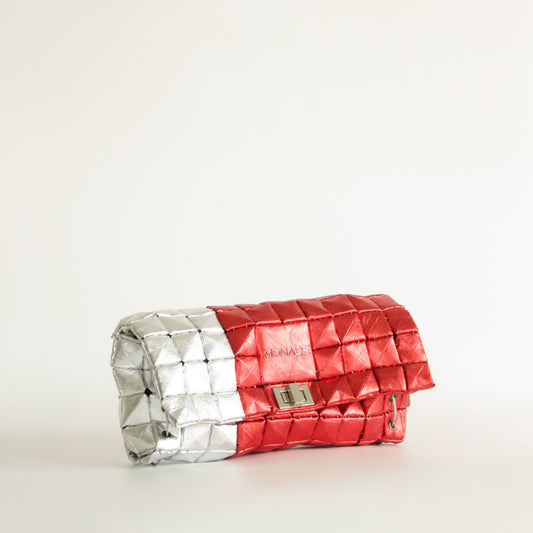 POUCH BAG SHINE RED & SILVER